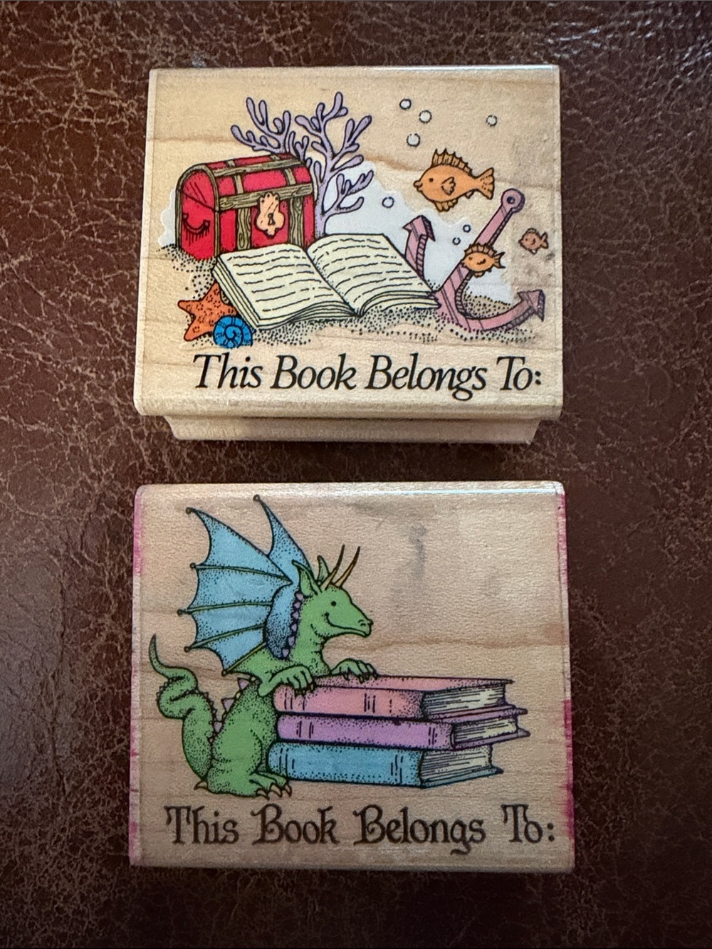 Wood Stamps This Book Belongs To Dragon Under the Sea